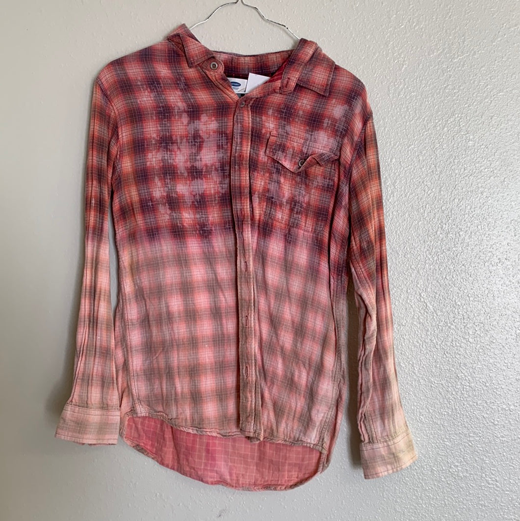 Orange Bleached Flannel Shirt